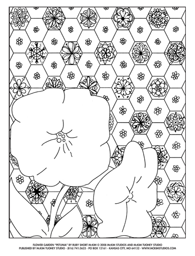 Designs Worth Coloring:Flower Garden #1 - Petunia