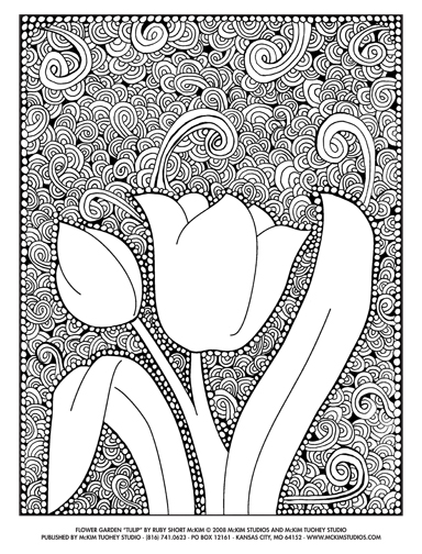 Designs Worth Coloring:Flower Garden #1 - Tulip