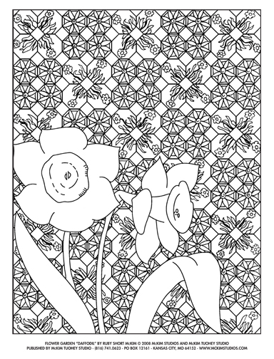 Designs Worth Coloring:Flower Garden #2 - Daffodil