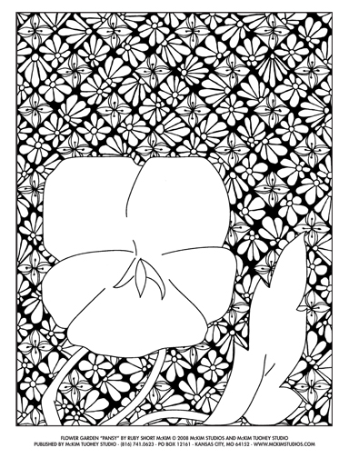 Designs Worth Coloring:Flower Garden #2 - Pansy