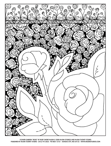 Designs Worth Coloring:Flower Garden #2 - Rose